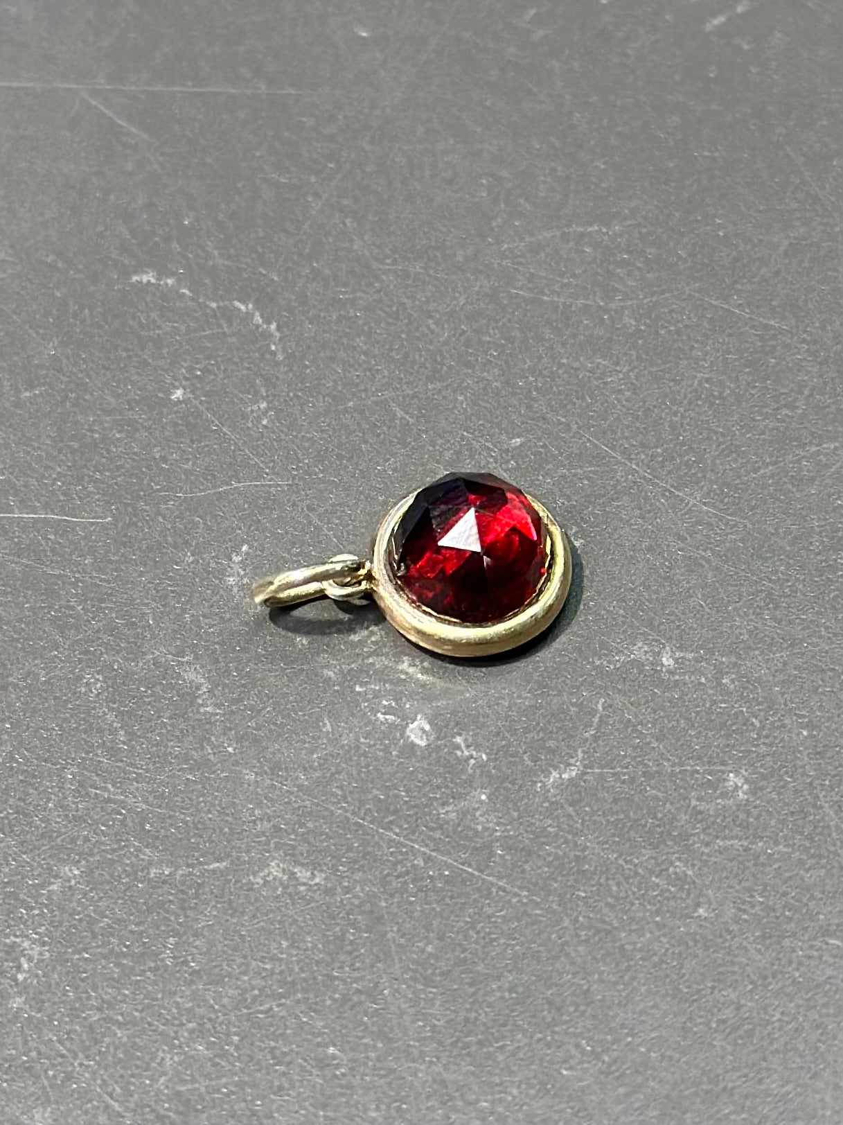 Antique 14K Gold Faceted Garnet Charm