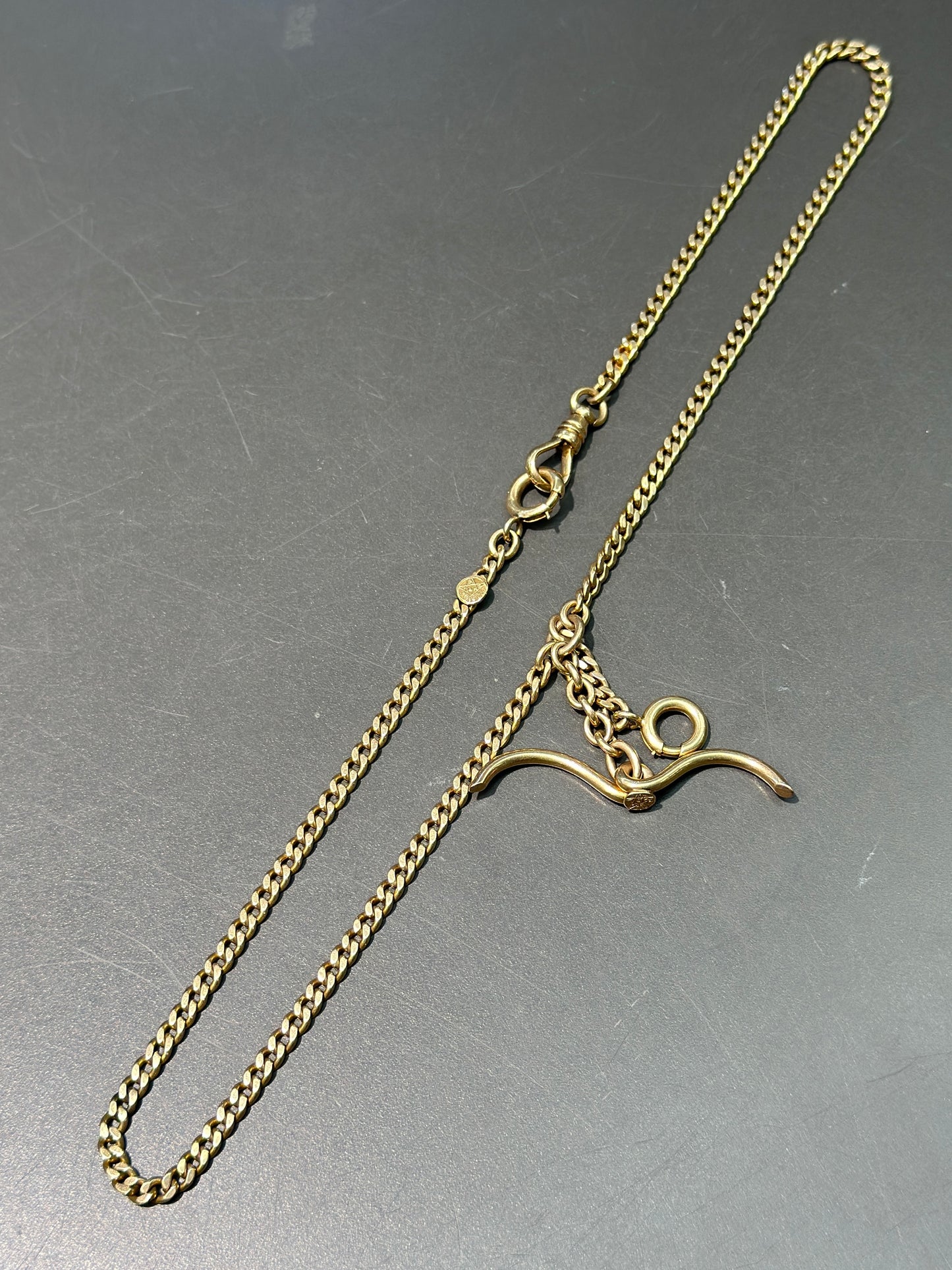 Chaîne de montre Albert Chain à maillons trottoir vintage 14K 19,5 »