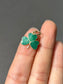 Vintage 14K Gold Enamel Three Leaf Shamrock Clover Charm