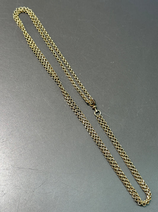 Victorian 14K Gold Double Link Watch Chain Necklace 18.5”