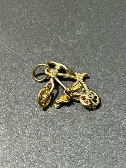 复古 14K 金铰接式自行车吊饰
