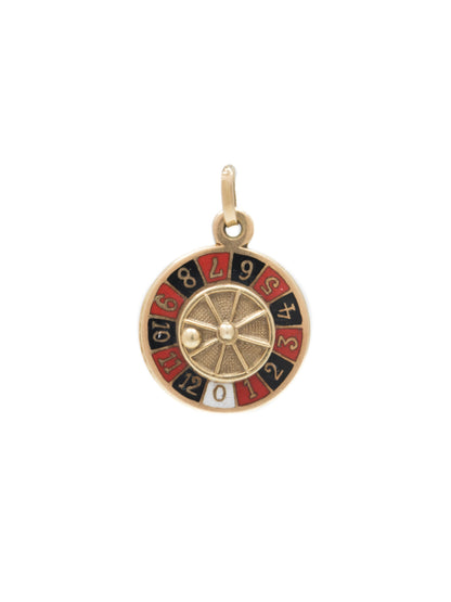Vintage 14K Gold Spinning Roulette Wheel Enamel Charm