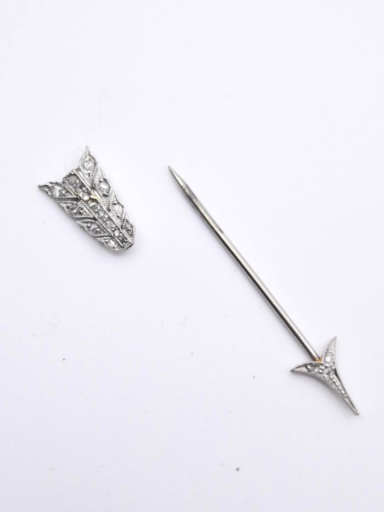 Broche Jabot flèche diamant platine édouardienne