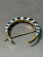 Antique 14K Gold Natural Unheated Sapphire Diamond Crescent Brooch