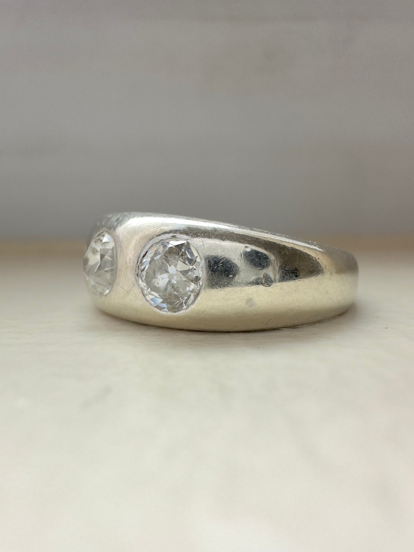 Bague Gypsy Antique En Or 18 Carats Et Diamants SZ 5.75