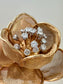 French 18K Gold Diamond Double Layer En Tremblant Flower Brooch