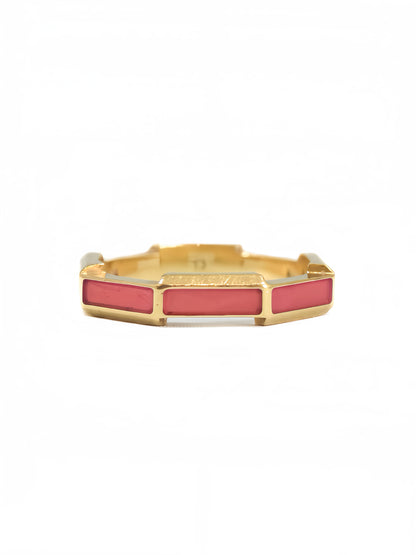 Gucci 18K Yellow Gold Link to Love Pink Enamel Ring