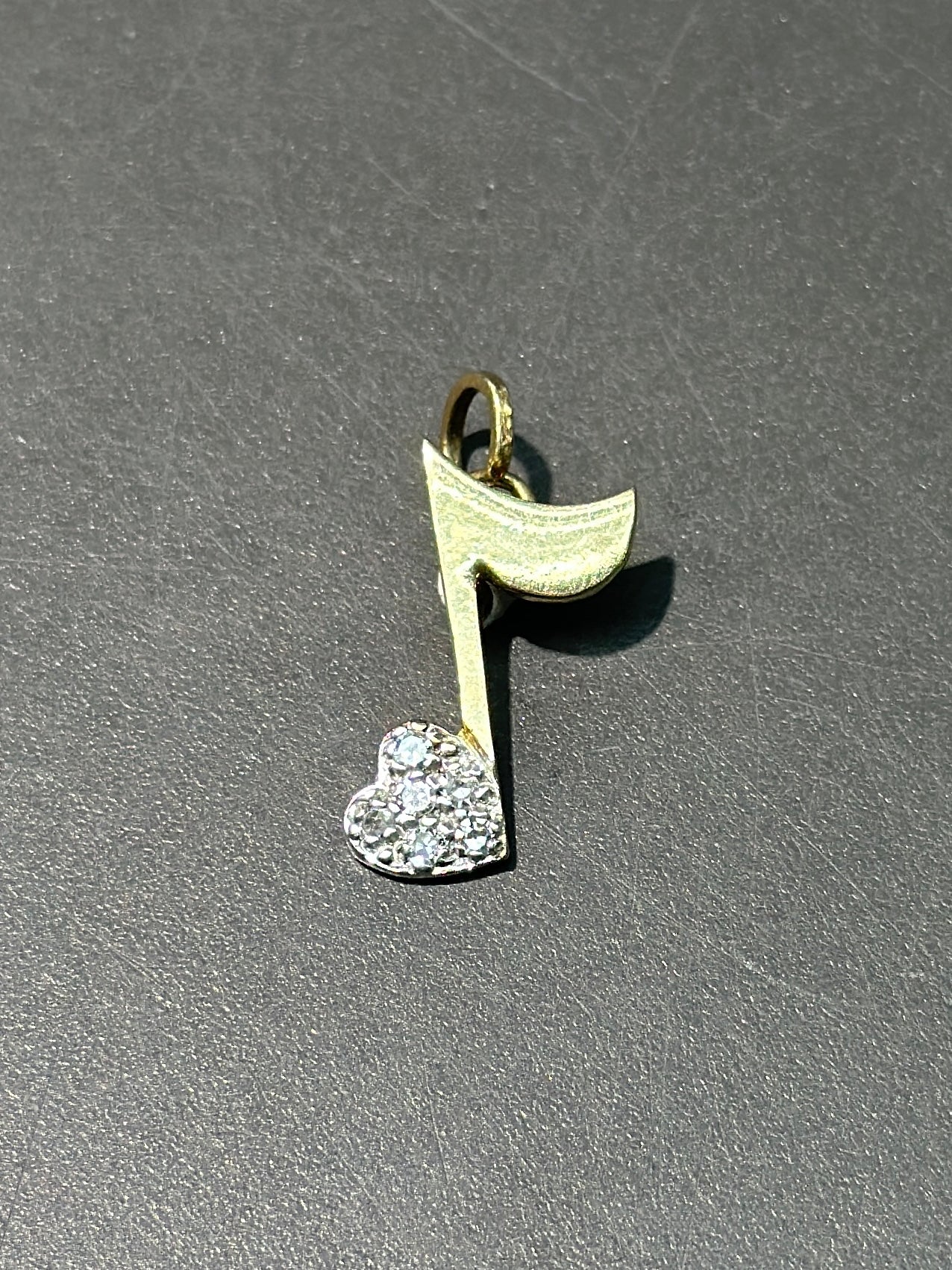 Vintage 14K Gold Diamond Quaver Music Note Charm