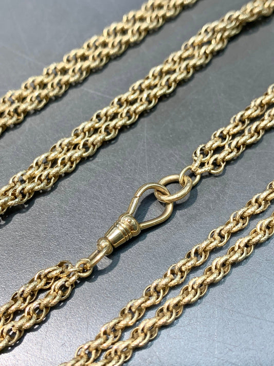 Edwardian 14K Gold Pocket Pin Peck Watch Rope Chain