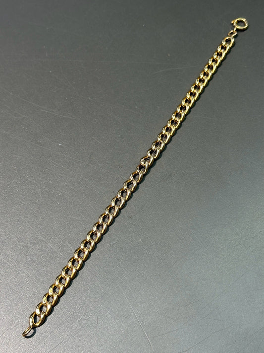 Vintage Portuguese 19K Yellow Gold Hollow Curb Link Bracelet