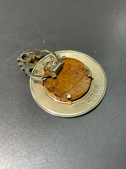 Vintage 14K Yellow Gold Articulating Knock on Wood Charm Pendant