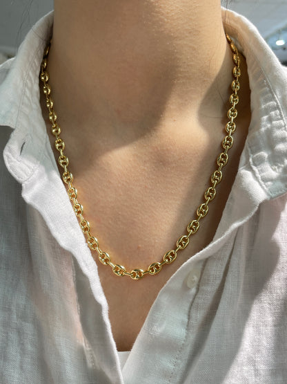 14K Gold 6.0 mm Puffy Mariner Chain Necklace