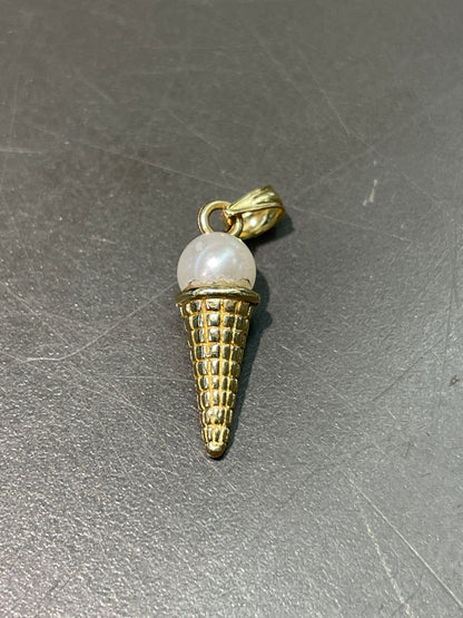 Vintage 14K Gold Pearl Ice Cream Cone Charm