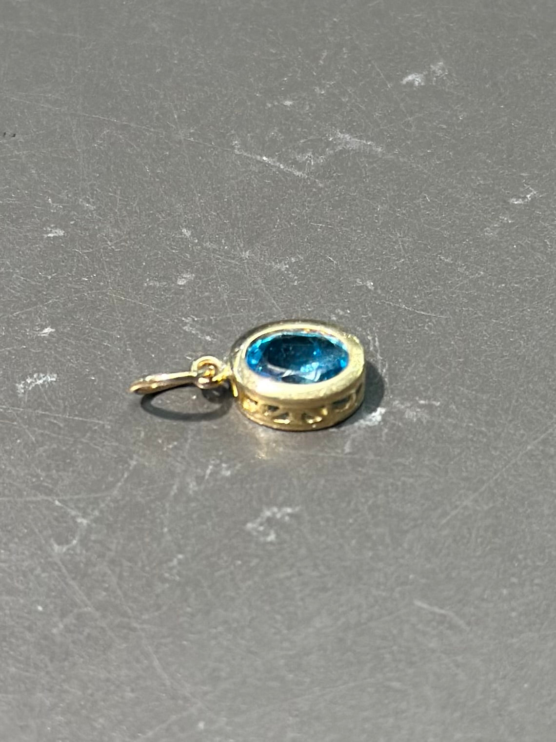 14K Gold Topaz Charm