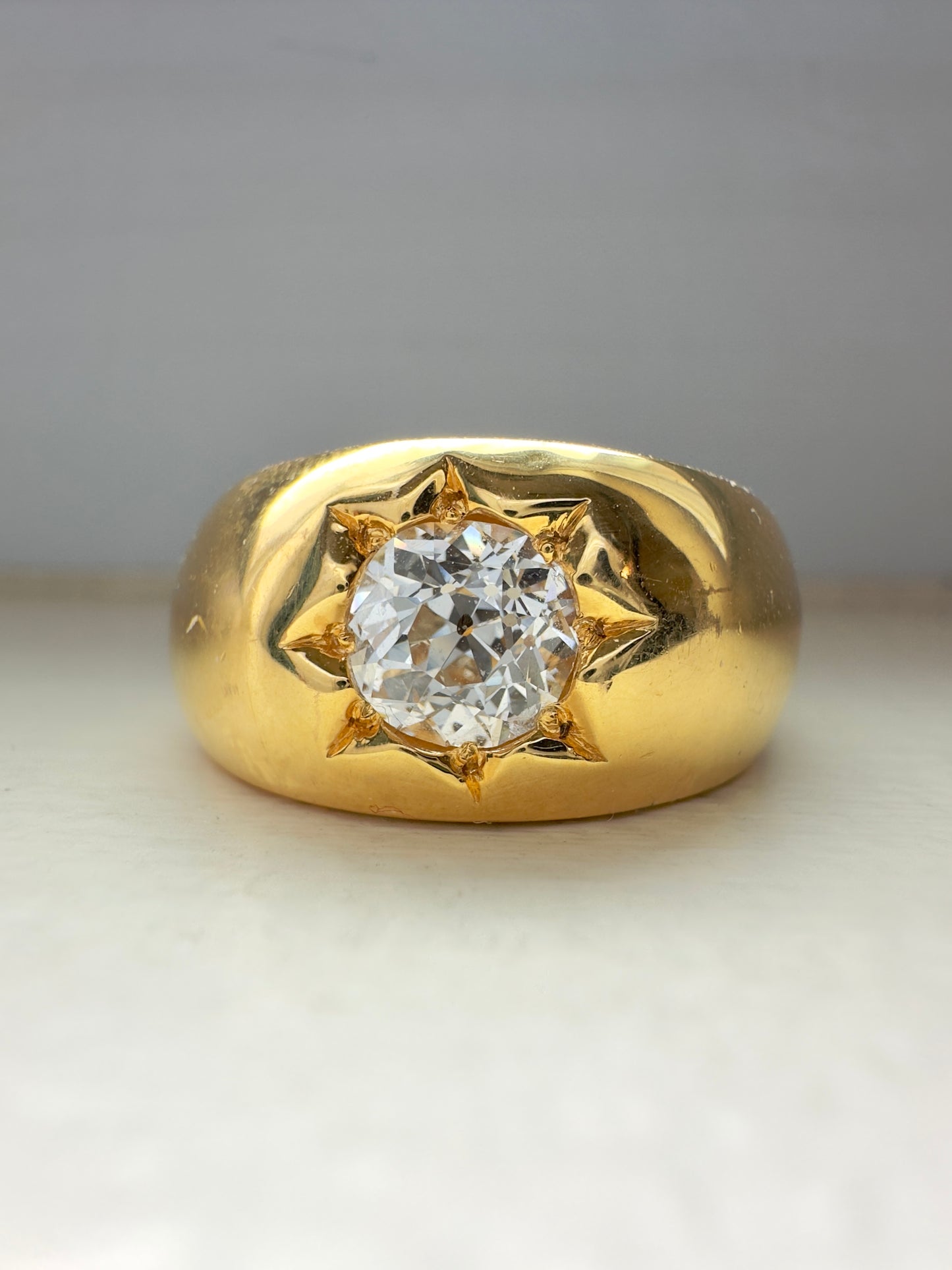 14K Gold Diamond Starburst Ring