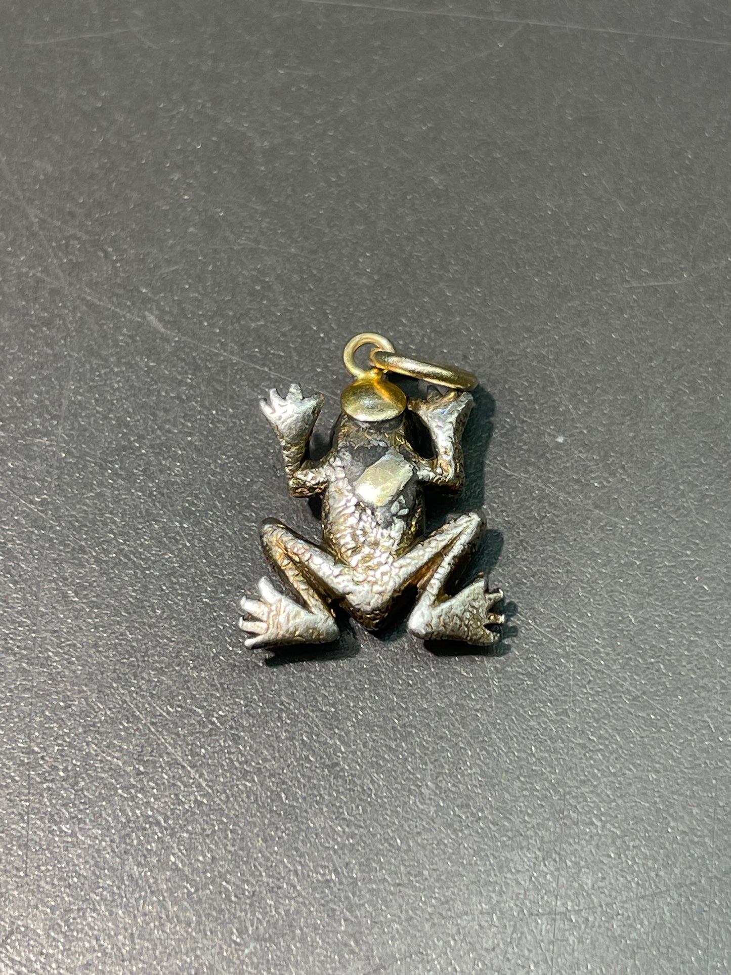 古董 14K 金 0.52 CTW 玫瑰切割钻石青蛙吊饰