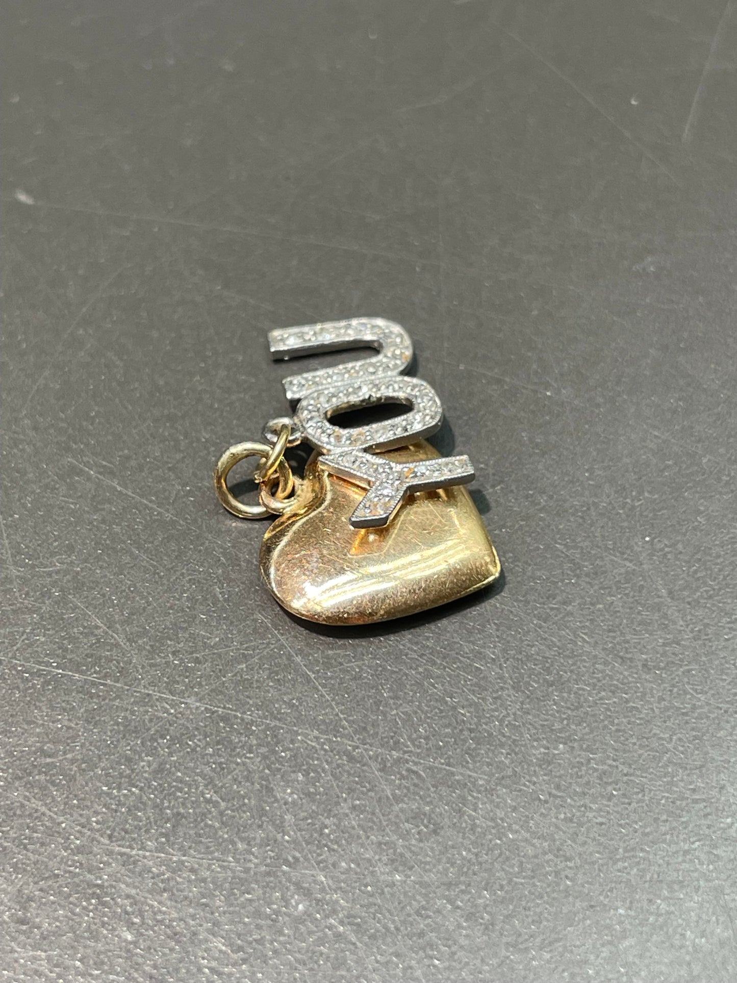 Vintage 14K Yellow Gold Diamond “Love You” Charm