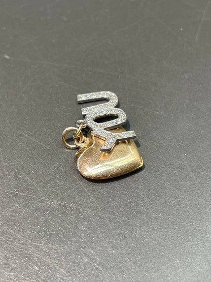 Vintage 14K Yellow Gold Diamond “Love You” Charm