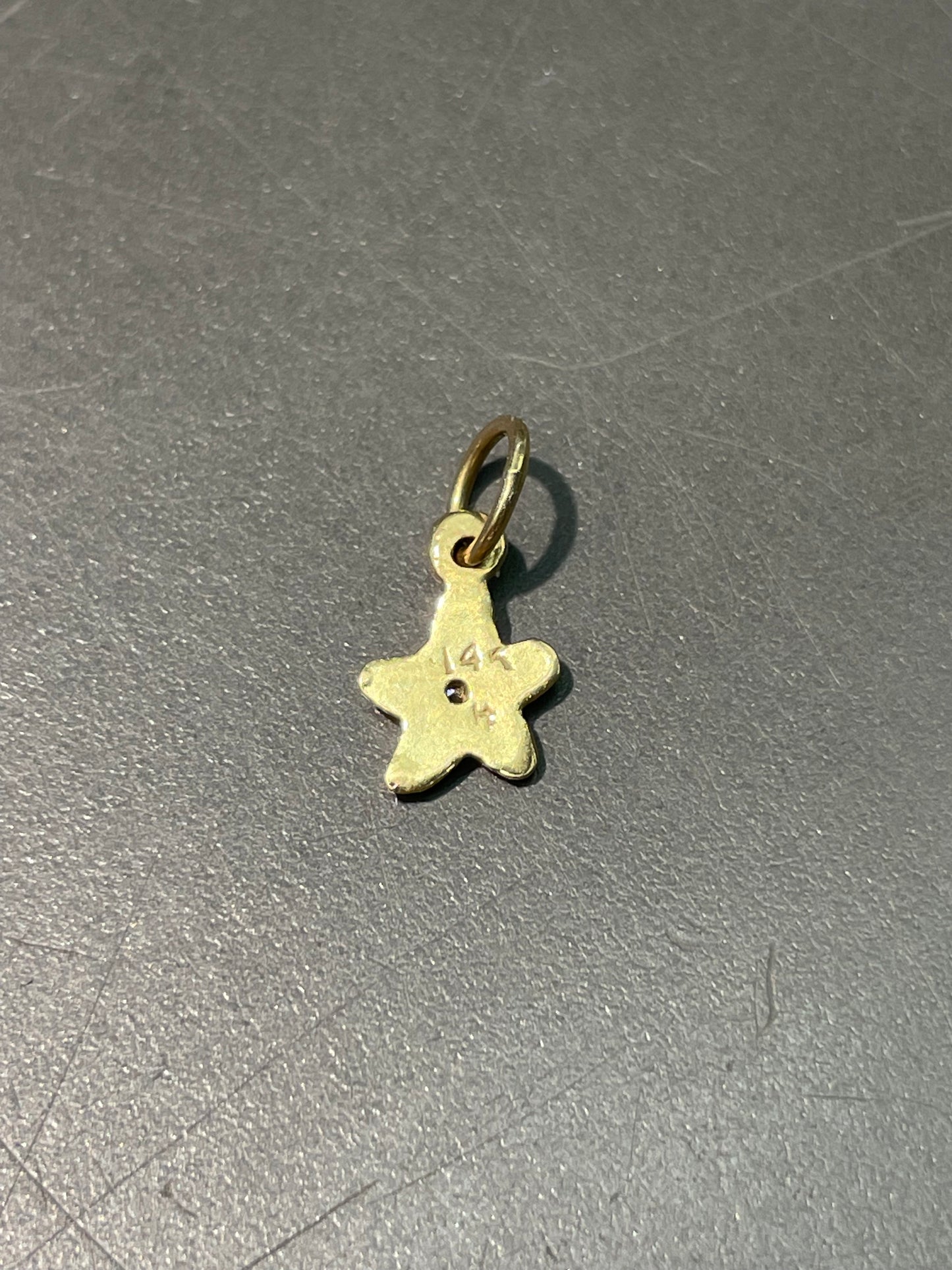 复古 14K 黄金钻石星形吊饰
