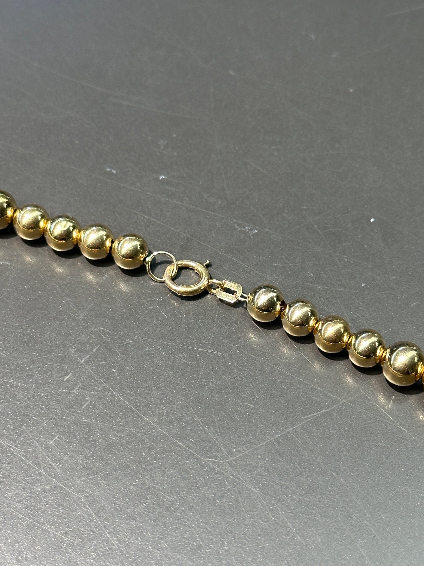 Vintage 14K Yellow Gold 9.0 mm Bead Necklace