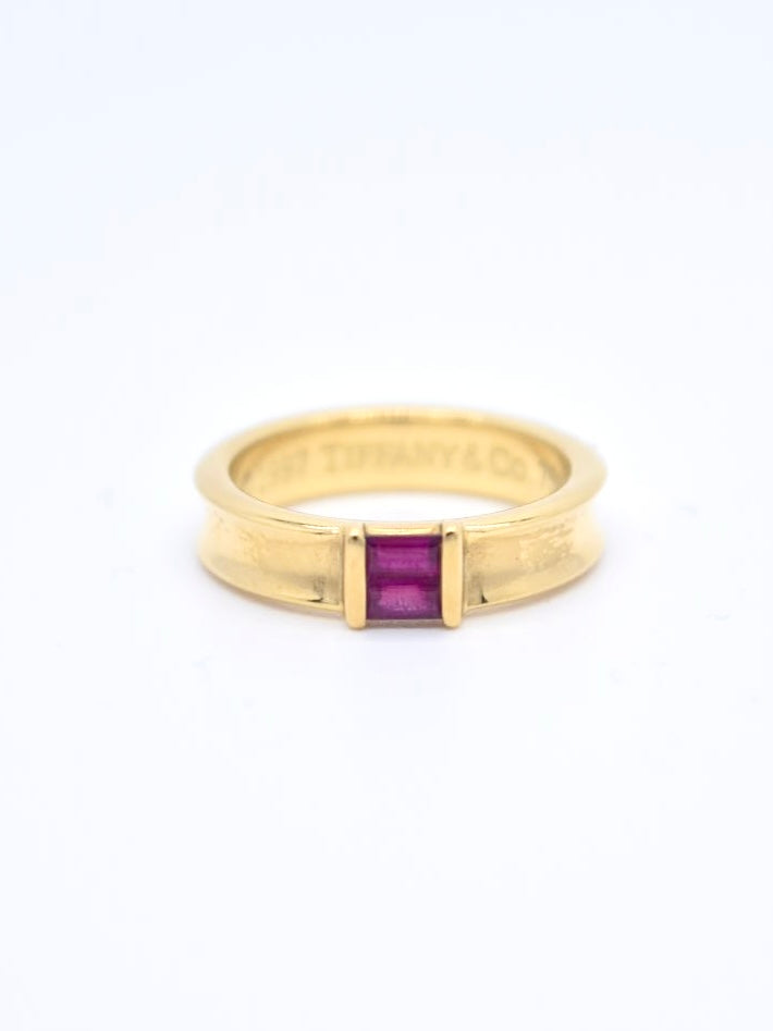 蒂芙尼 18K 黄金红宝石戒指 尺寸 5.5