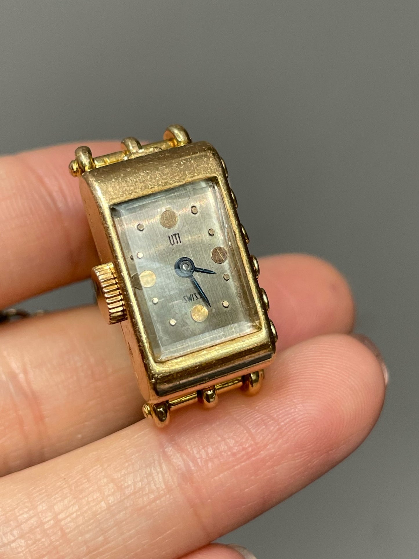 Vintage UTI 18K Gold French Ruby Sapphire Bird Cage Pocket Watch Pendant
