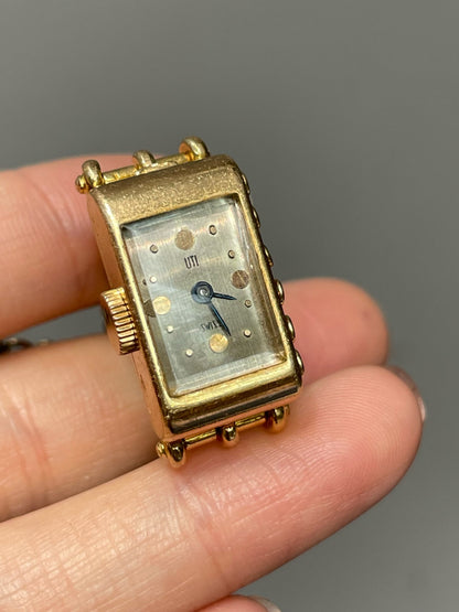 Vintage UTI 18K Gold French Ruby Sapphire Bird Cage Pocket Watch Pendant