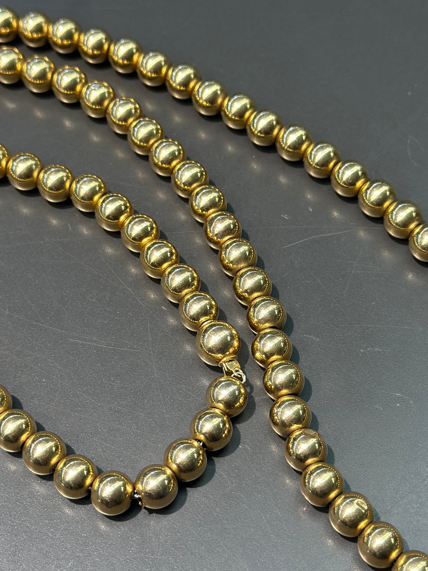 Vintage 14K Gold Bead Necklace 31.5”