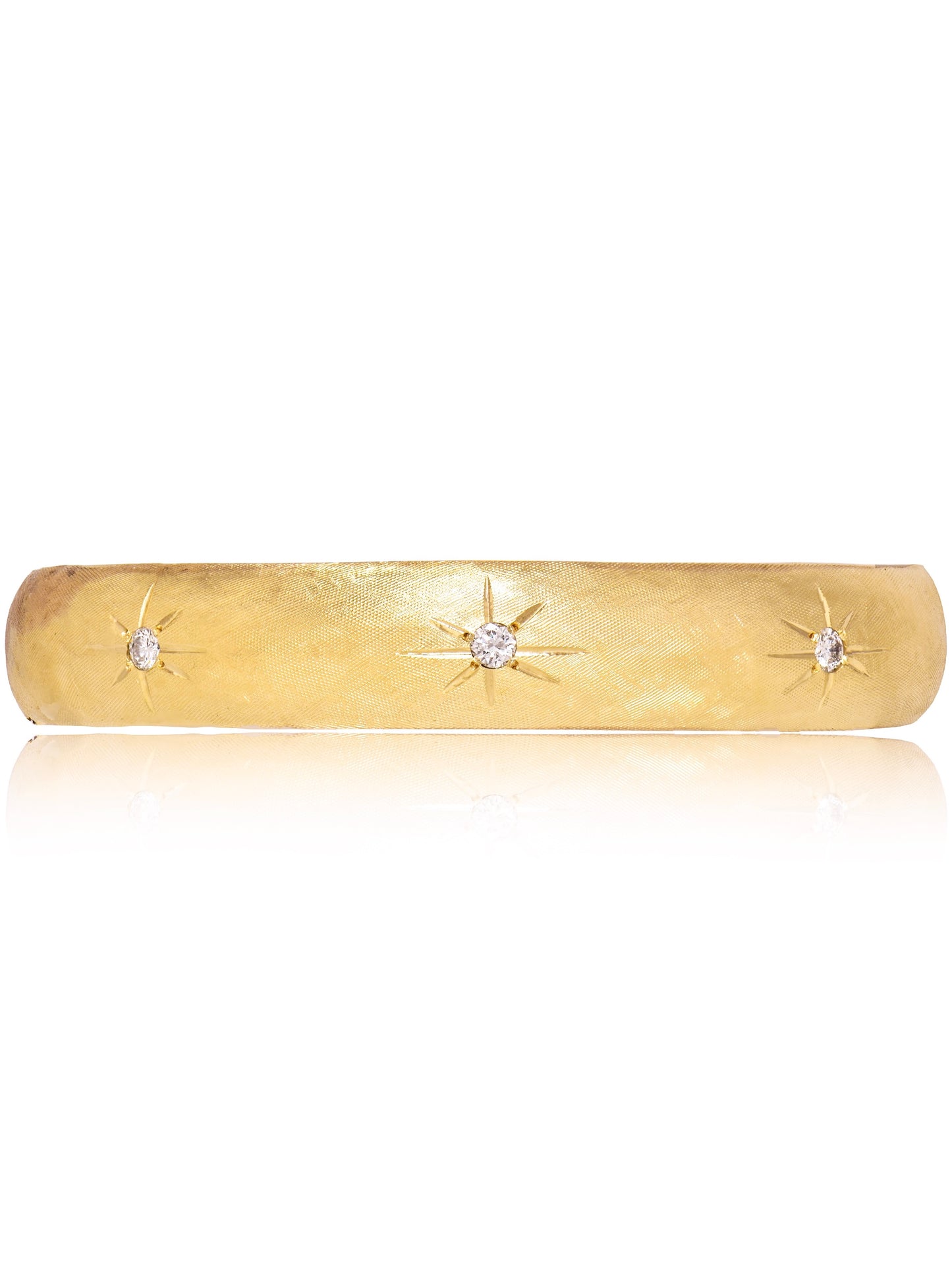 Vintage 14K Gold Diamond Starburst Bangle Bracelet