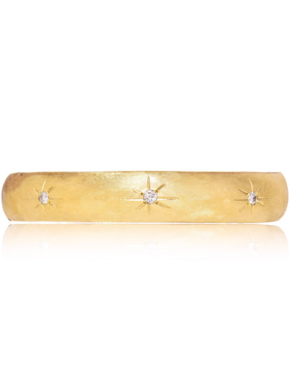 Vintage 14K Gold Diamond Starburst Bangle Bracelet