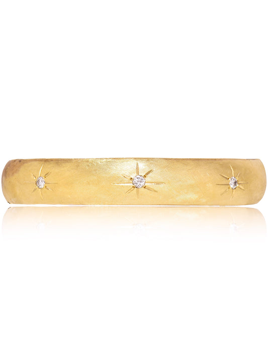 Vintage 14K Gold Diamond Starburst Bangle Bracelet