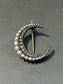 Antique 14K Topped Silver Natural Saltwater Pearl Crescent Brooch