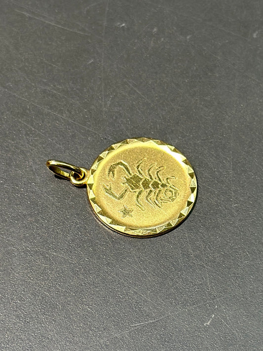 复古 18K 金天蝎座吊坠