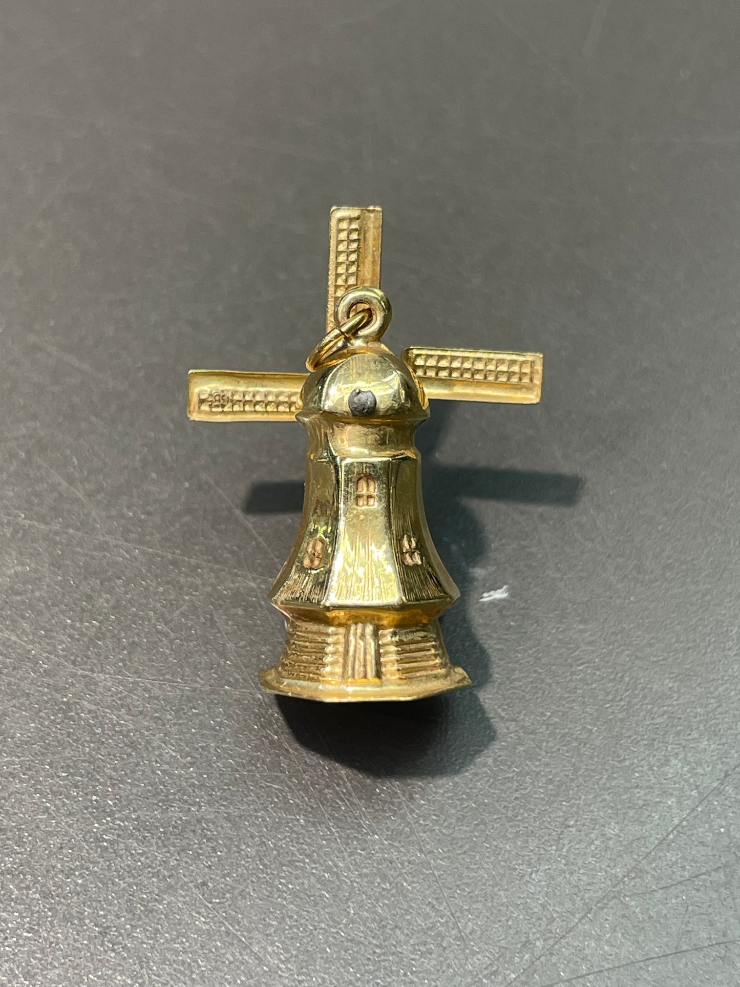 Vintage 14K Yellow Gold Articulating Dutch Windmill Charm Pendant