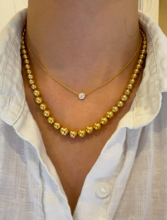 Vintage 14K Yellow Gold Graduated Bead Necklace