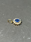 14K Gold Diamond Sapphire Halo Pendant