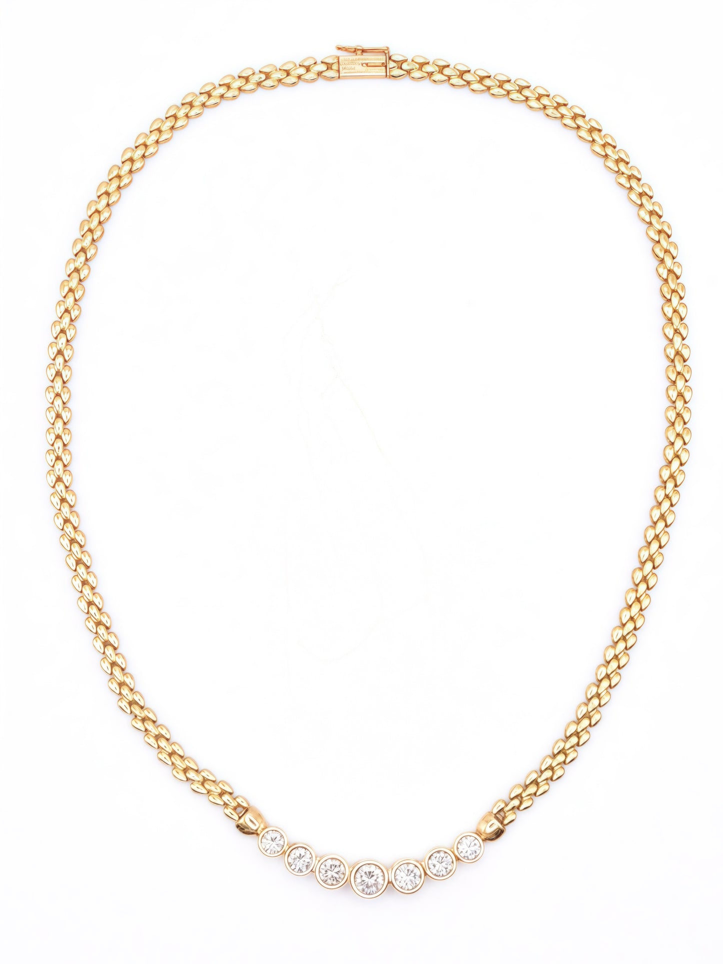 14K Yellow Gold 1.85 CTW Diamond Bezel Bubble Chain Necklace