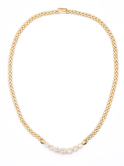 14K Yellow Gold 1.85 CTW Diamond Bezel Bubble Chain Necklace