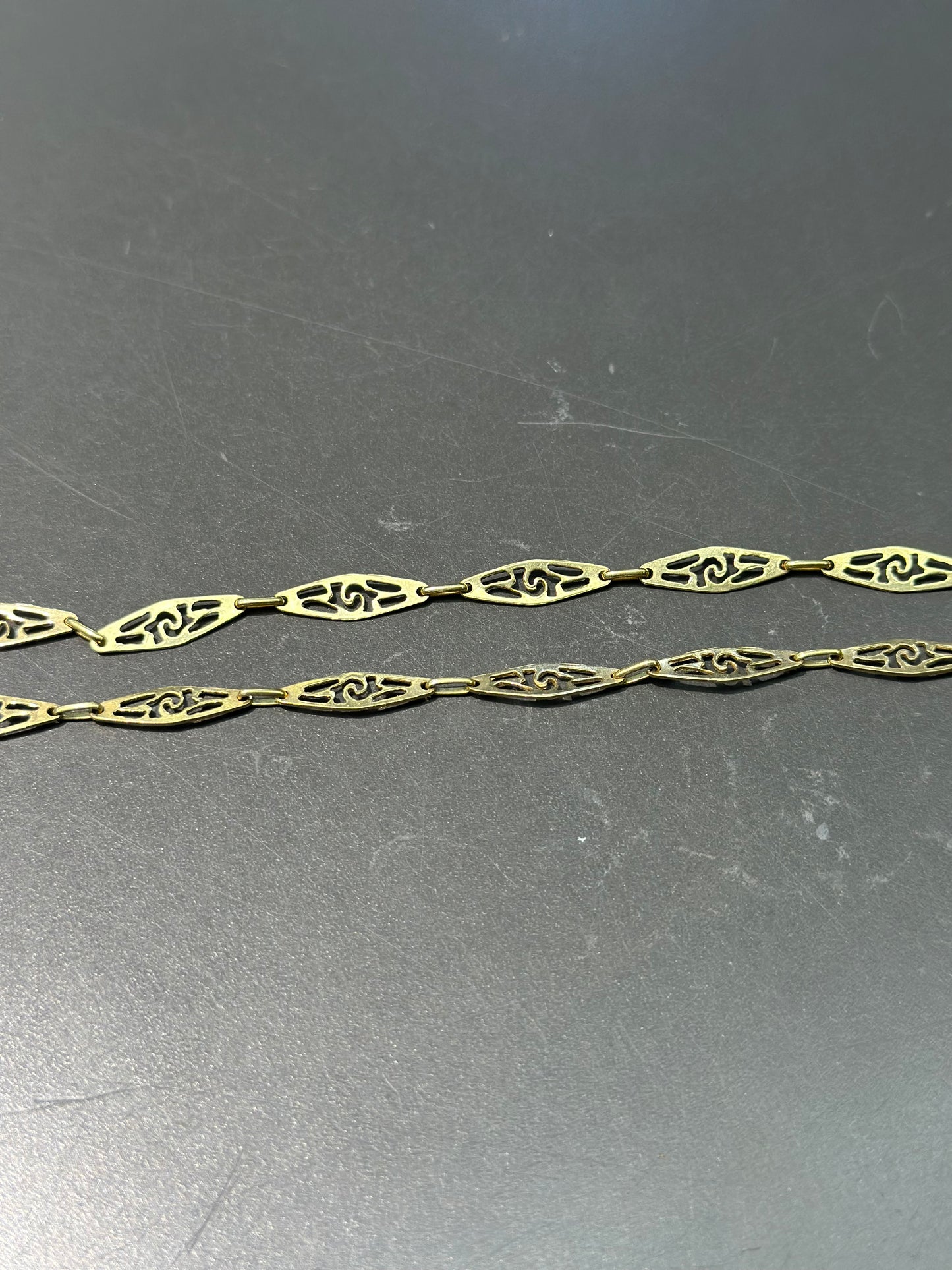 Vintage 18K Gold Filigree Chain Necklace 24.0”