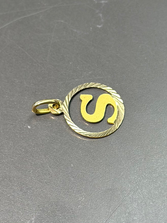 复古 18K 金“S”字母吊饰