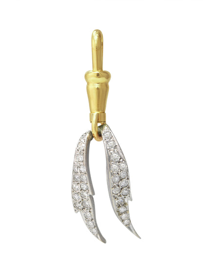 Vintage 14K Gold Platinum 0.60 CTW Diamond Wing Pendant