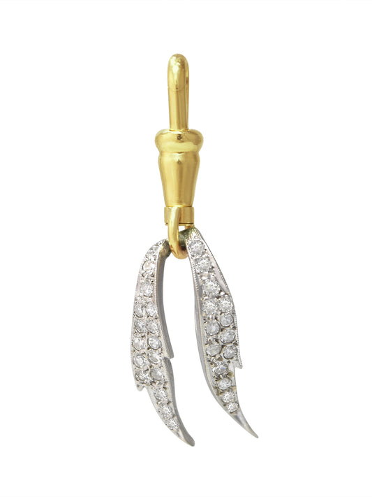 Vintage 14K Gold Platinum 0.60 CTW Diamond Wing Pendant