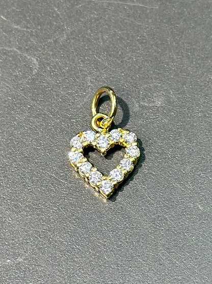 复古 18K 金钻石开心心吊坠
