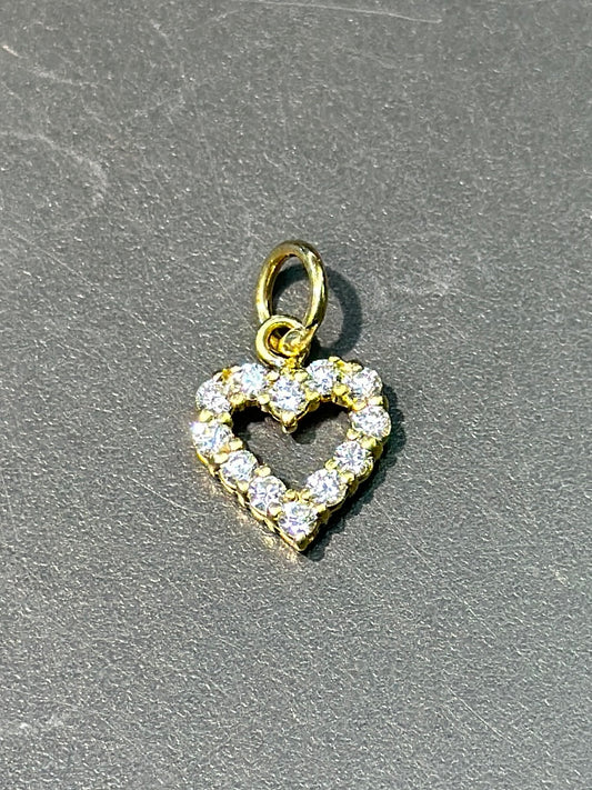 Pendentif coeur ouvert vintage en or 18 carats et diamants 