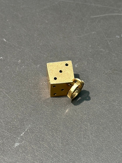 复古 18K 金骰子吊饰