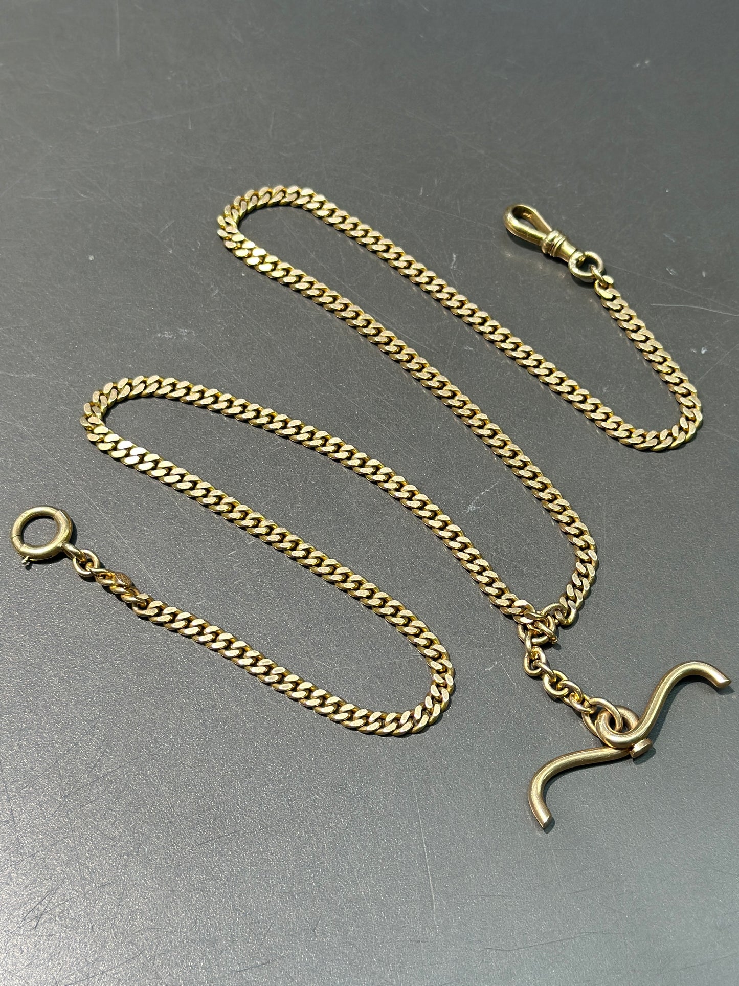 chaîne de montre vintage 14K Curb Link Albert Chain 22,5 »