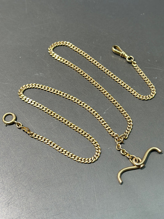 Vintage 14K Curb Link Albert Chain Watch Chain 22.5”