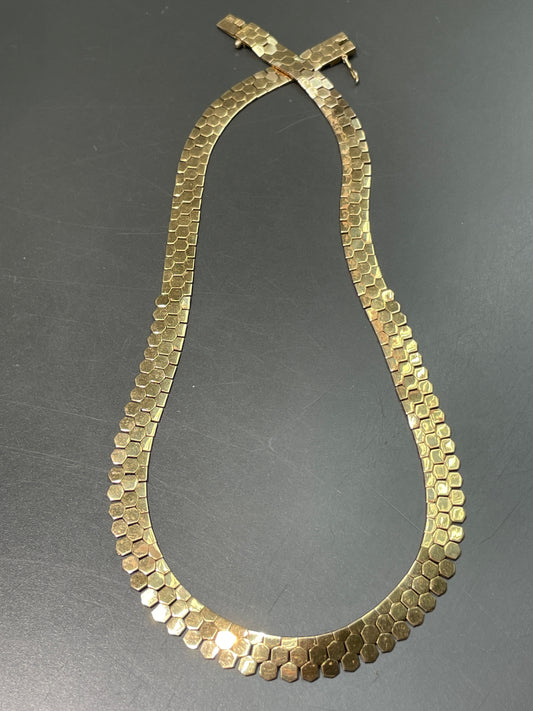 Retro 18K Gold Honeycomb Choker Necklace