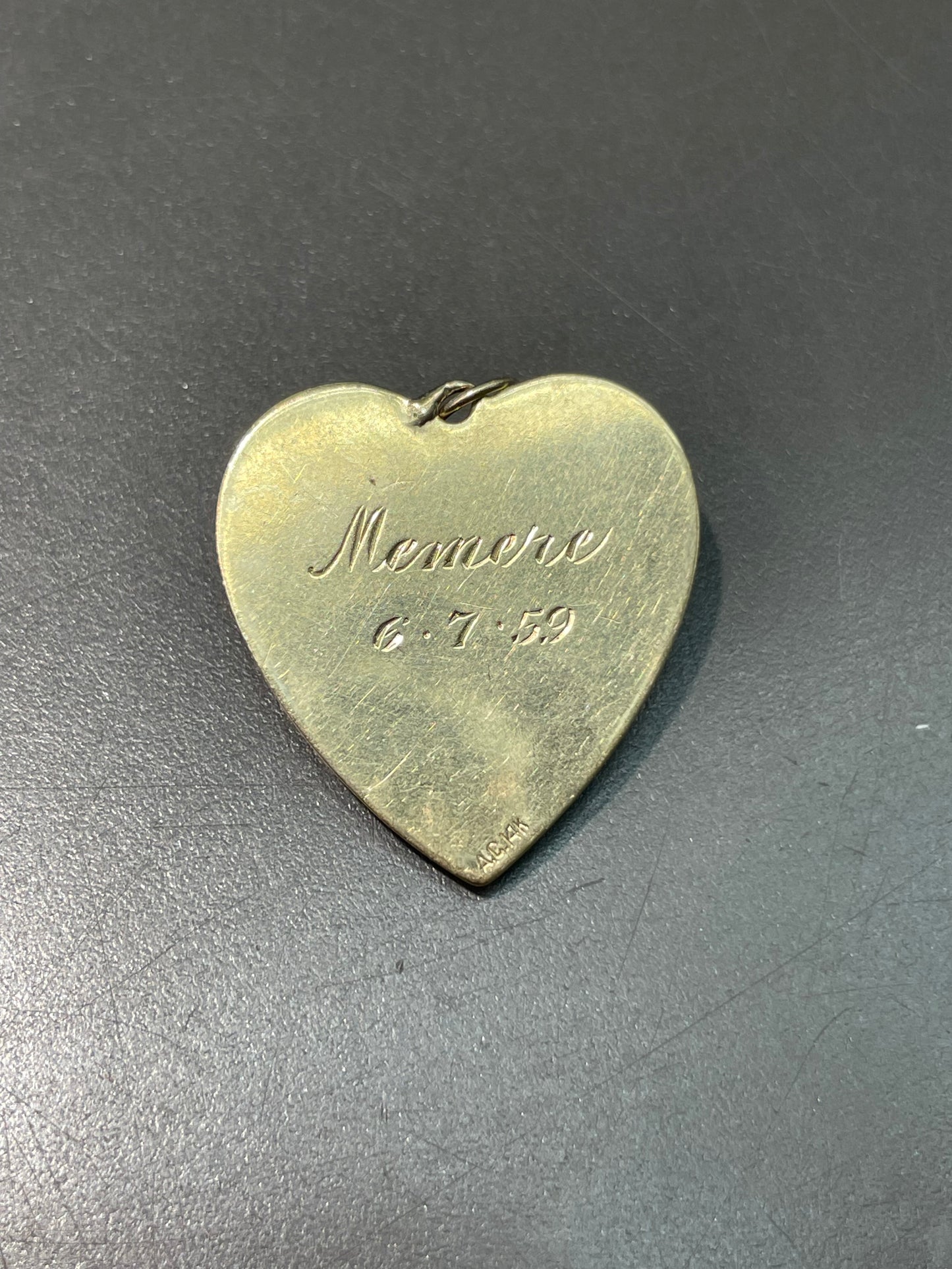 Vintage 14K Yellow Gold Engine Turned Heart Pendant