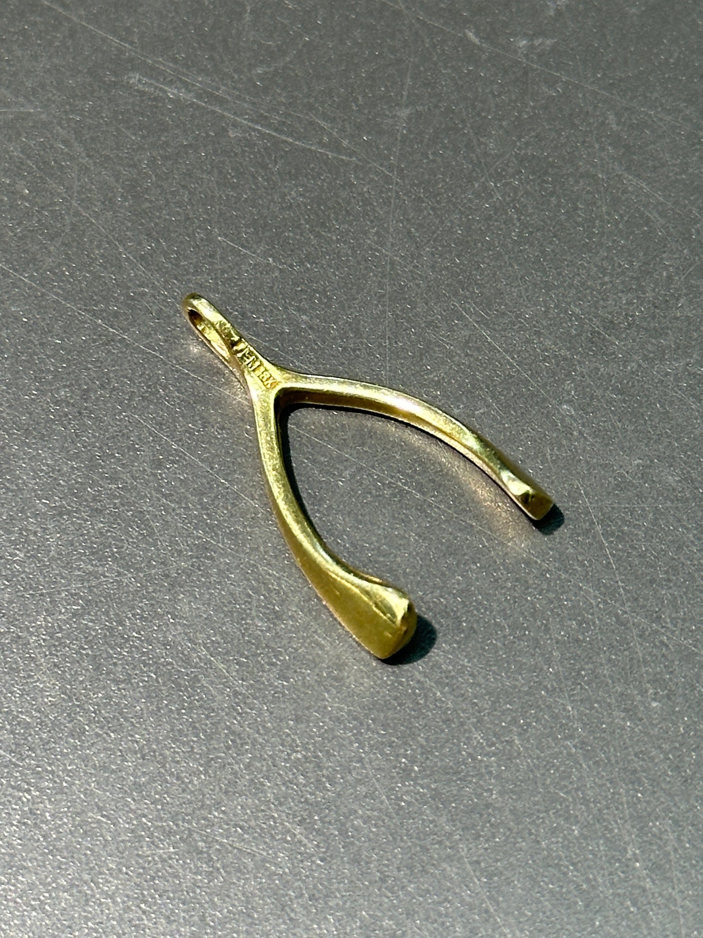 18K Gold Wish Bone Pendant